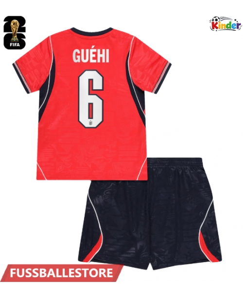 Günstige England Marc Guehi #6 Auswärts Trikotsatzt Kinder WM 2026 Kurzarm (+ Kurze Hosen)